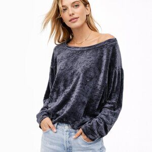 We The Free Milan Crushed Velvet Top Y2K Soft Grunge Boho Lounge Pullover M